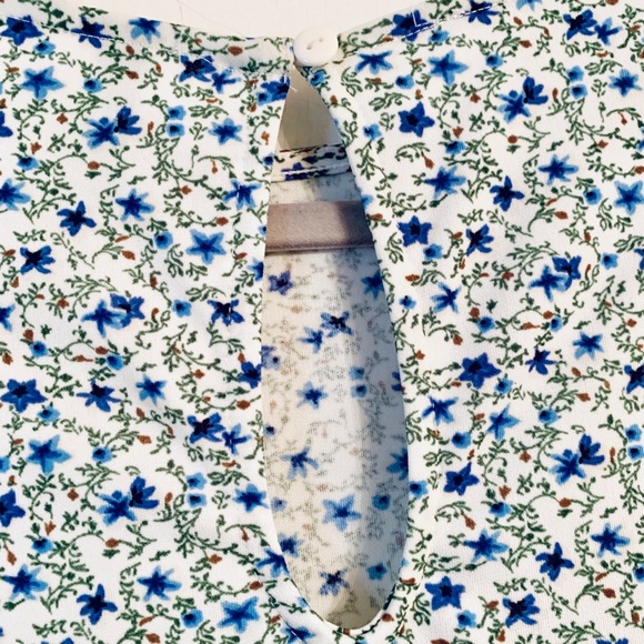 H&M DIVIDED Blue and green floral mini dress - Picture 3 of 7